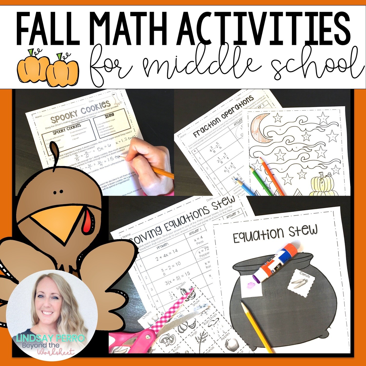 Thanksgiving, Fall and Halloween Math Activities for Middle School