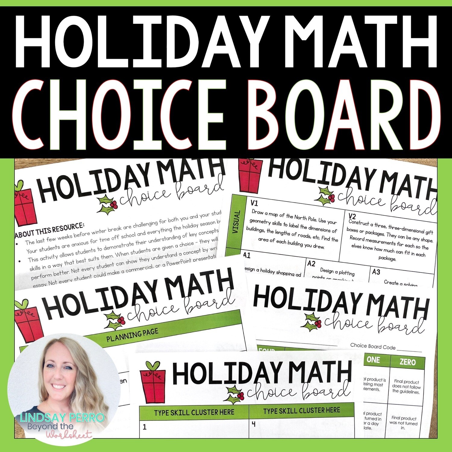 Holiday Math Choice Board