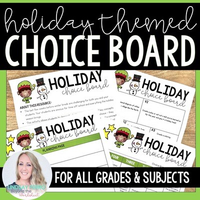 Holiday Choice Board for Any Subject