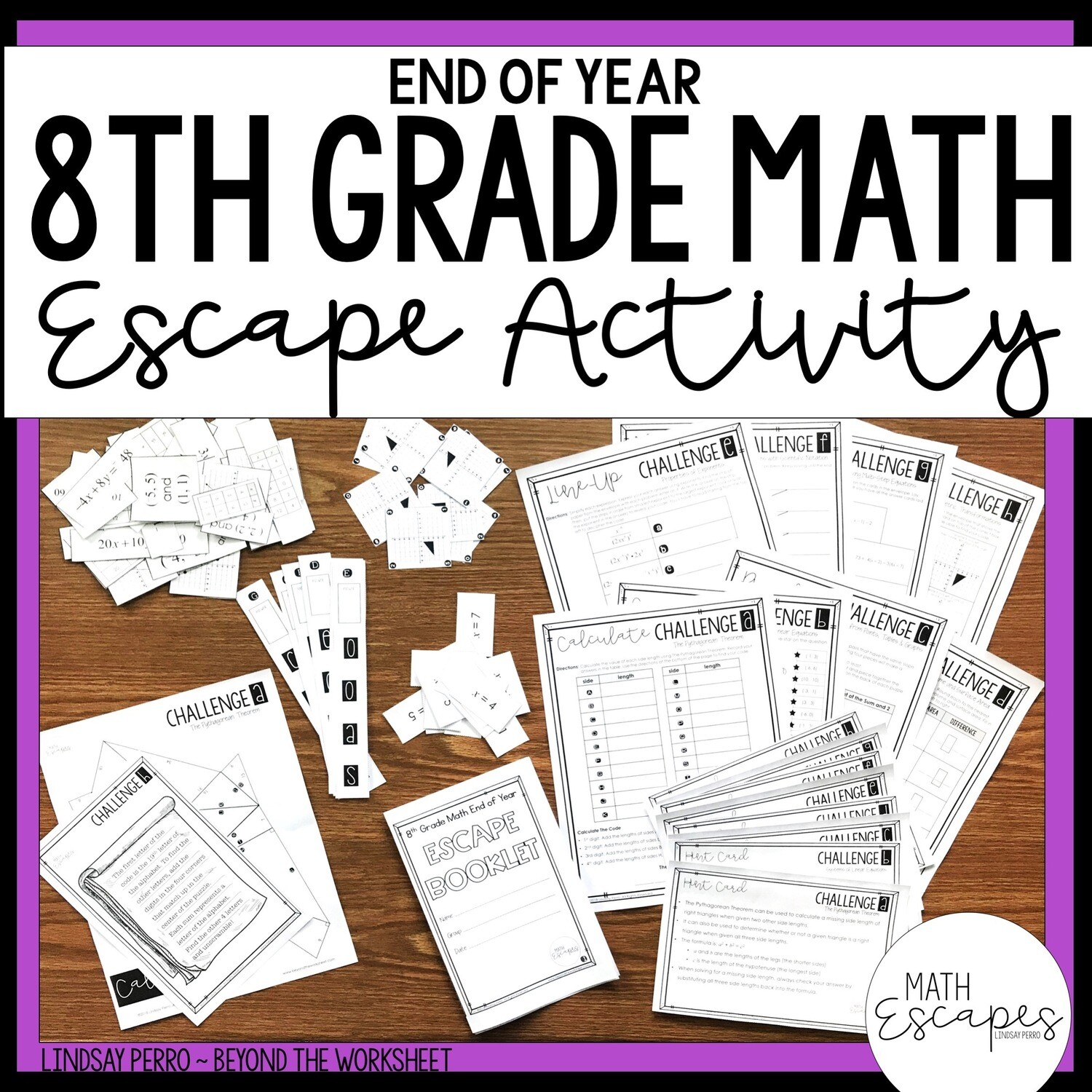 8th Grade Math End Of Year Escape Room Activity