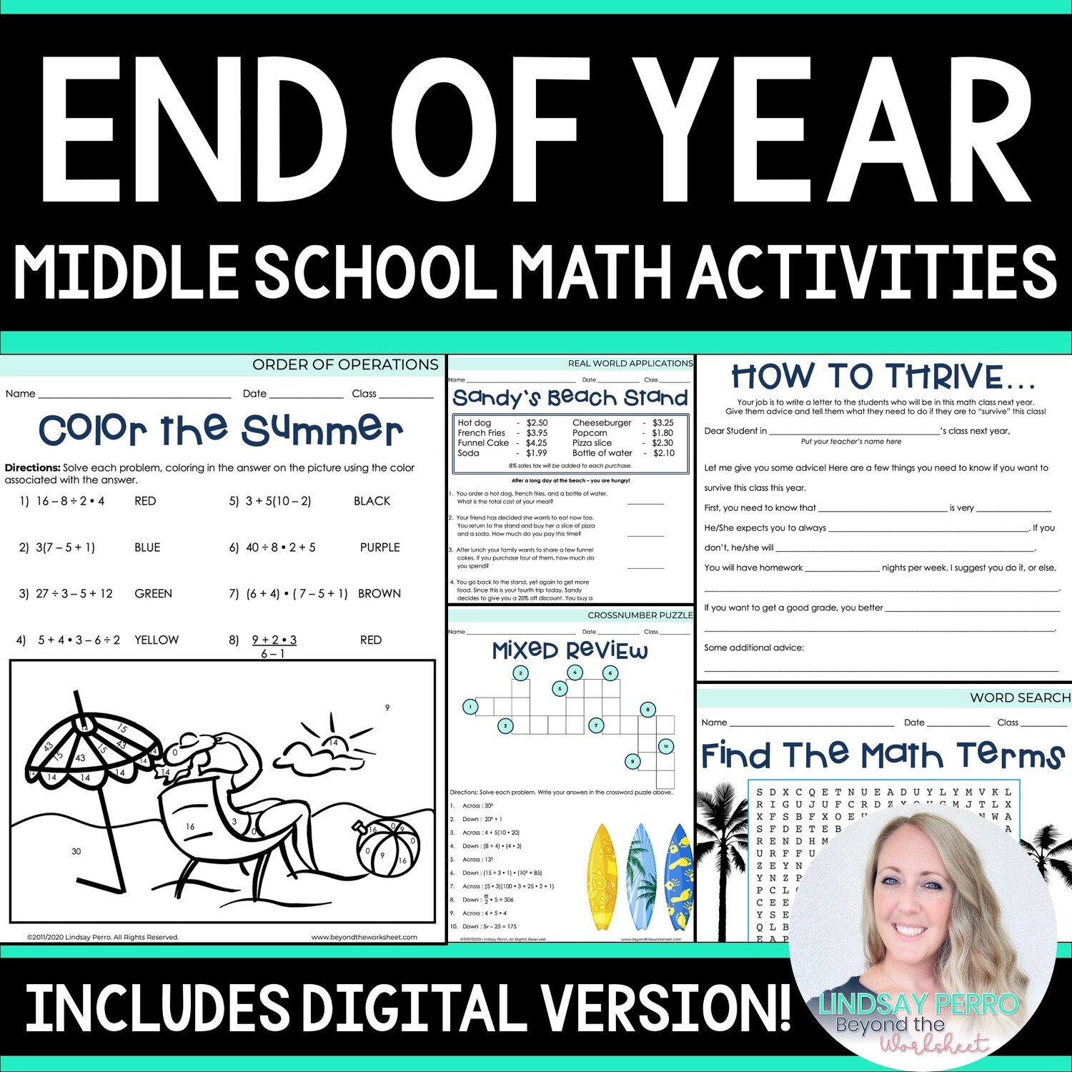 End Of Year Activities For Middle School Math