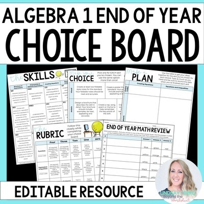 End of Year Algebra 1 Choice Board
