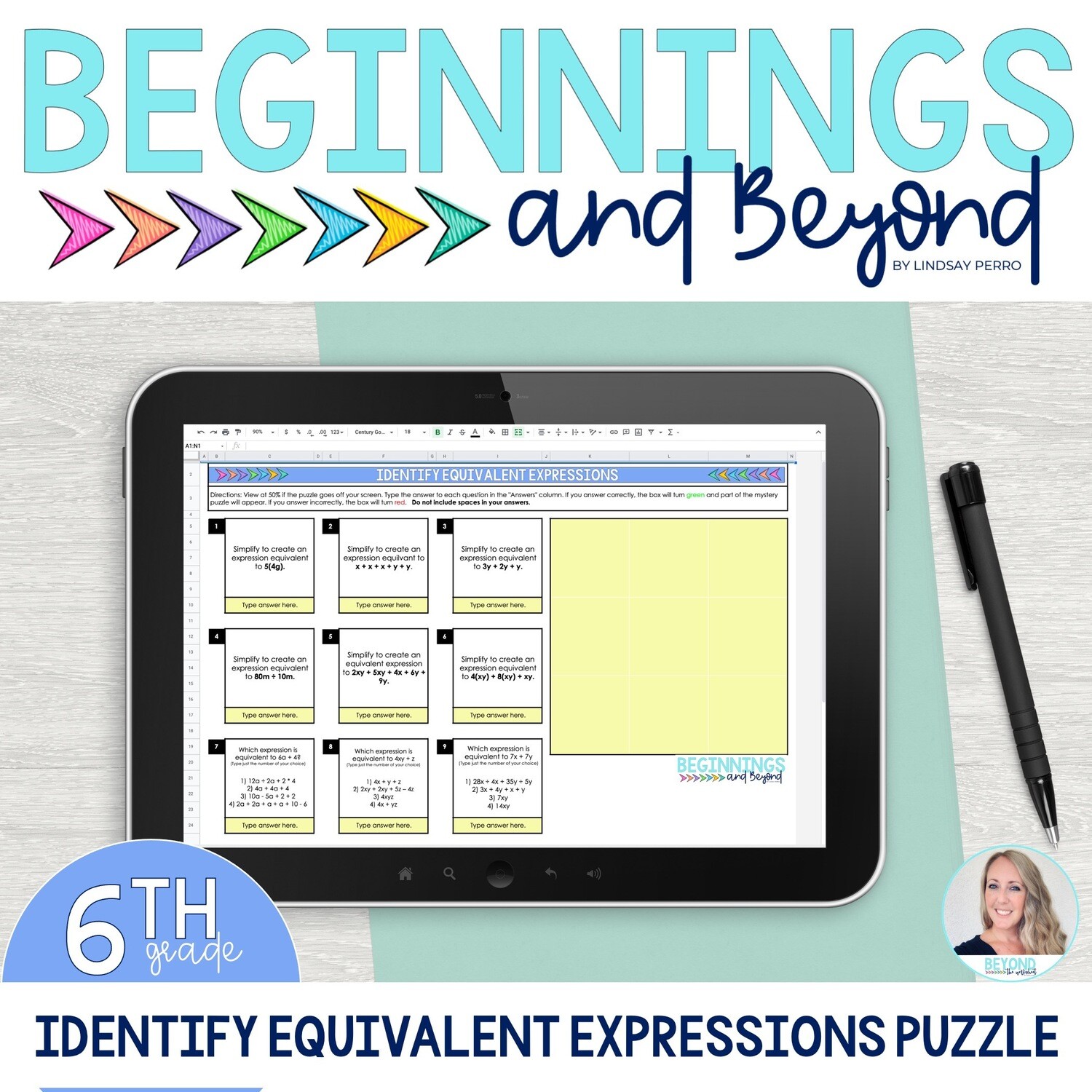 Identifying Equivalent Expressions Digital Puzzle