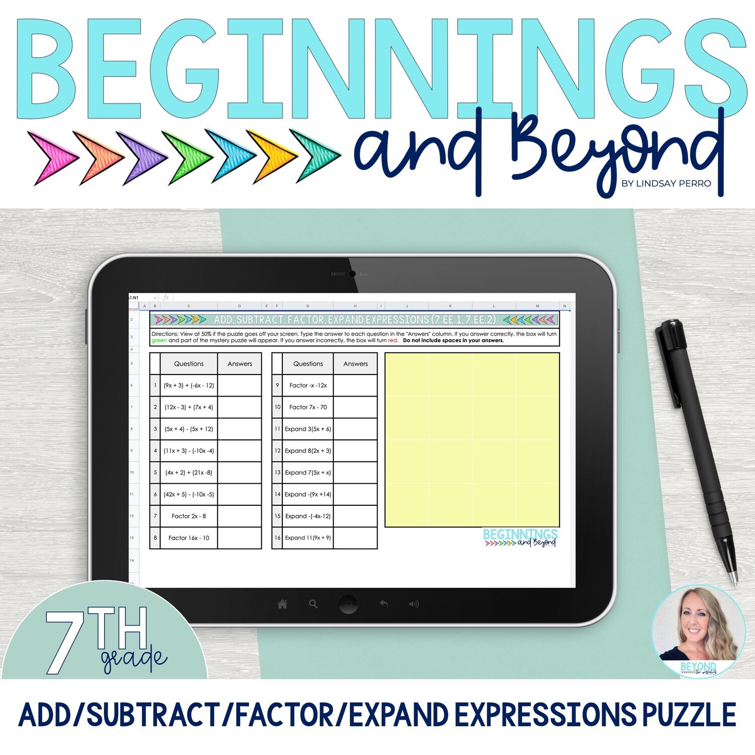 Add, Subtract, Factor and Expand Expressions Digital Puzzle