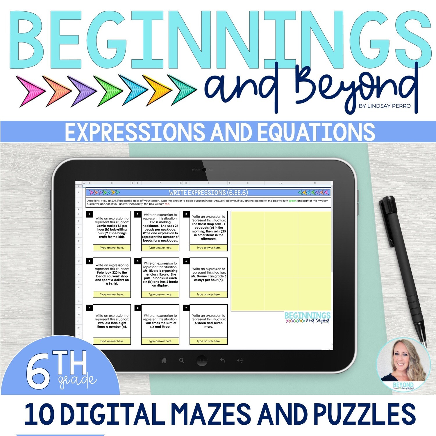 6th Grade Equations and Expressions Digital Maze and Puzzle Bundle
