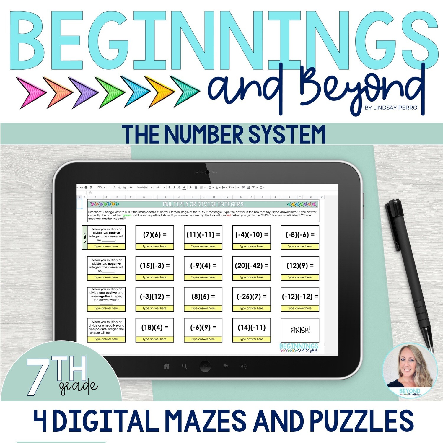 7th Grade Number System Digital Maze and Puzzle Bundle
