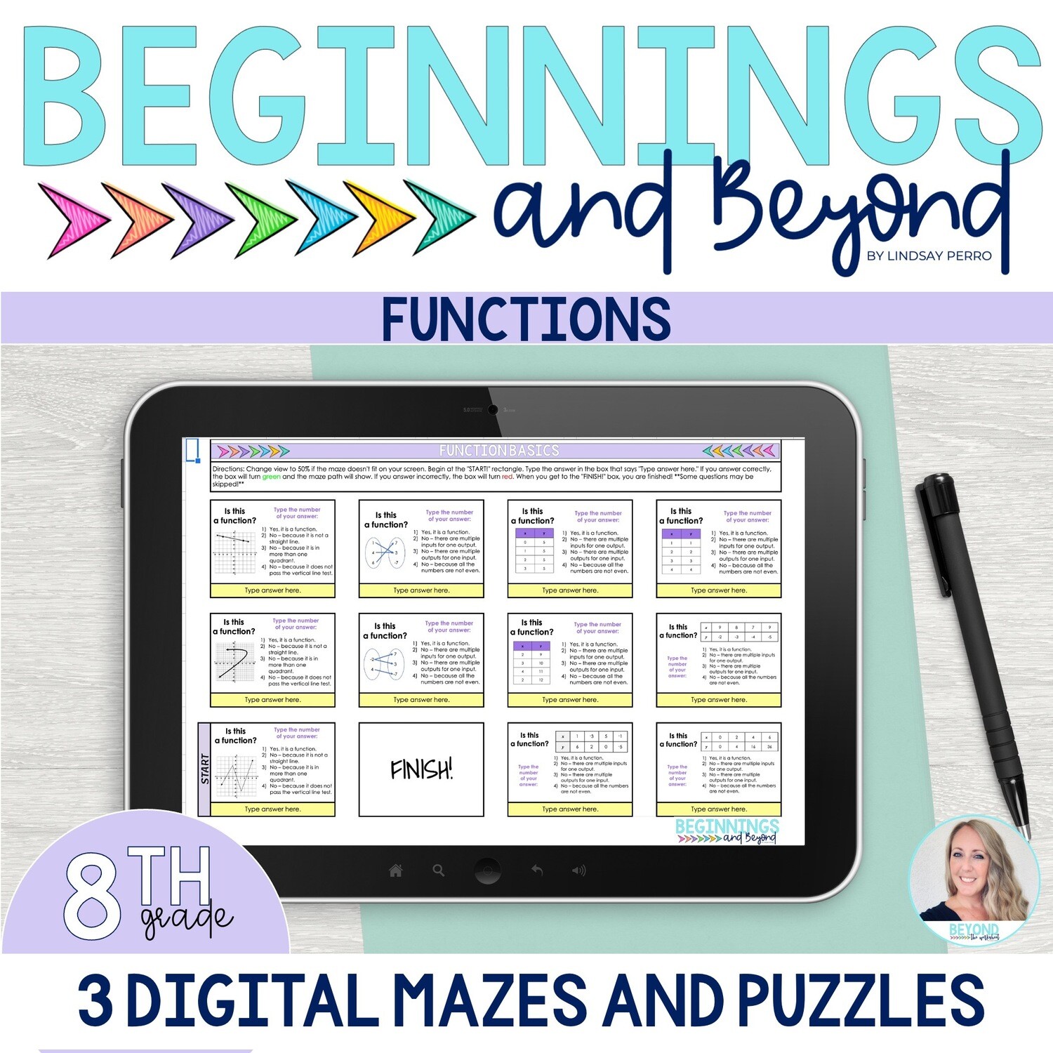 8th Grade Functions Digital Maze and Puzzle Bundle