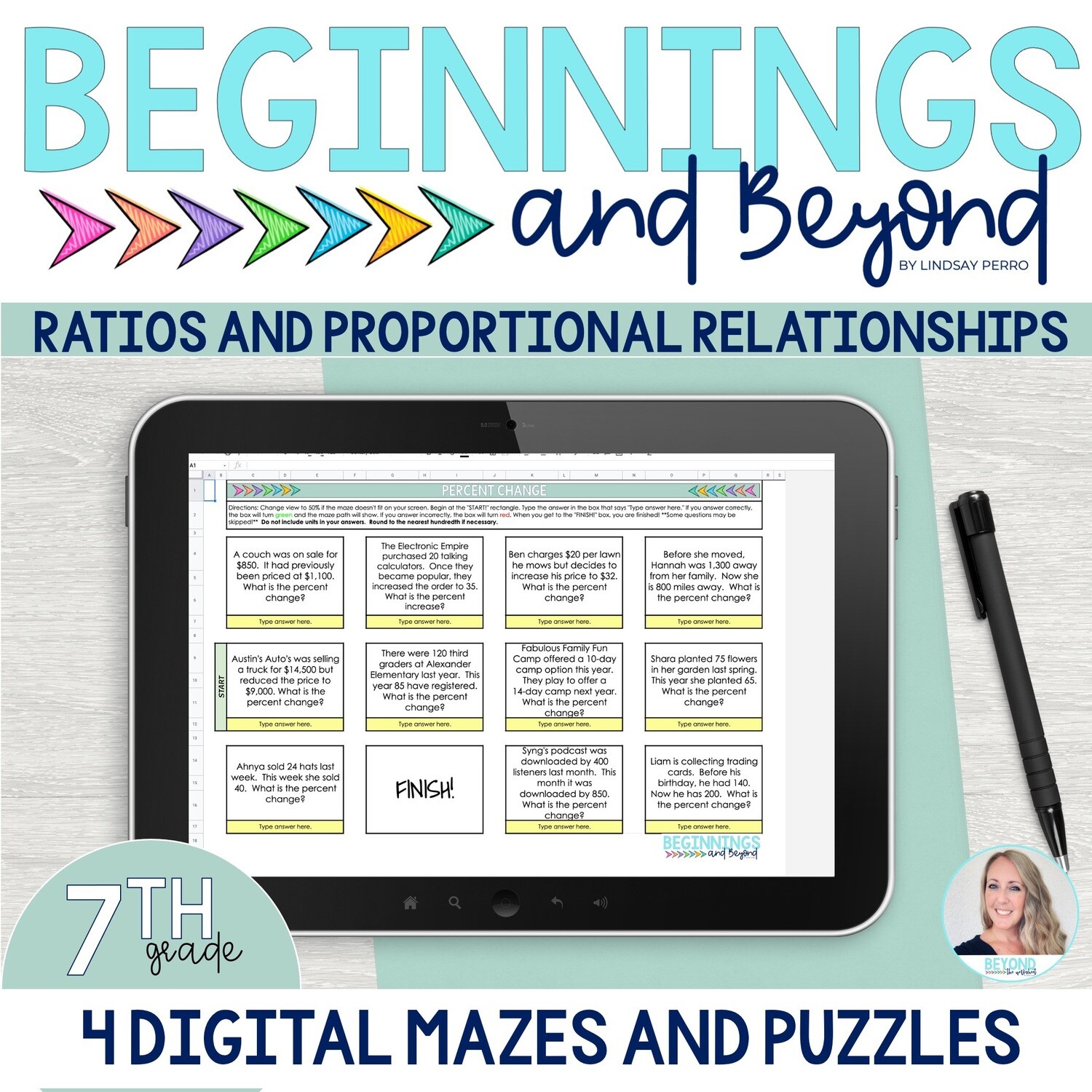 7th Grade Ratios and Proportions Digital Maze and Puzzle Bundle