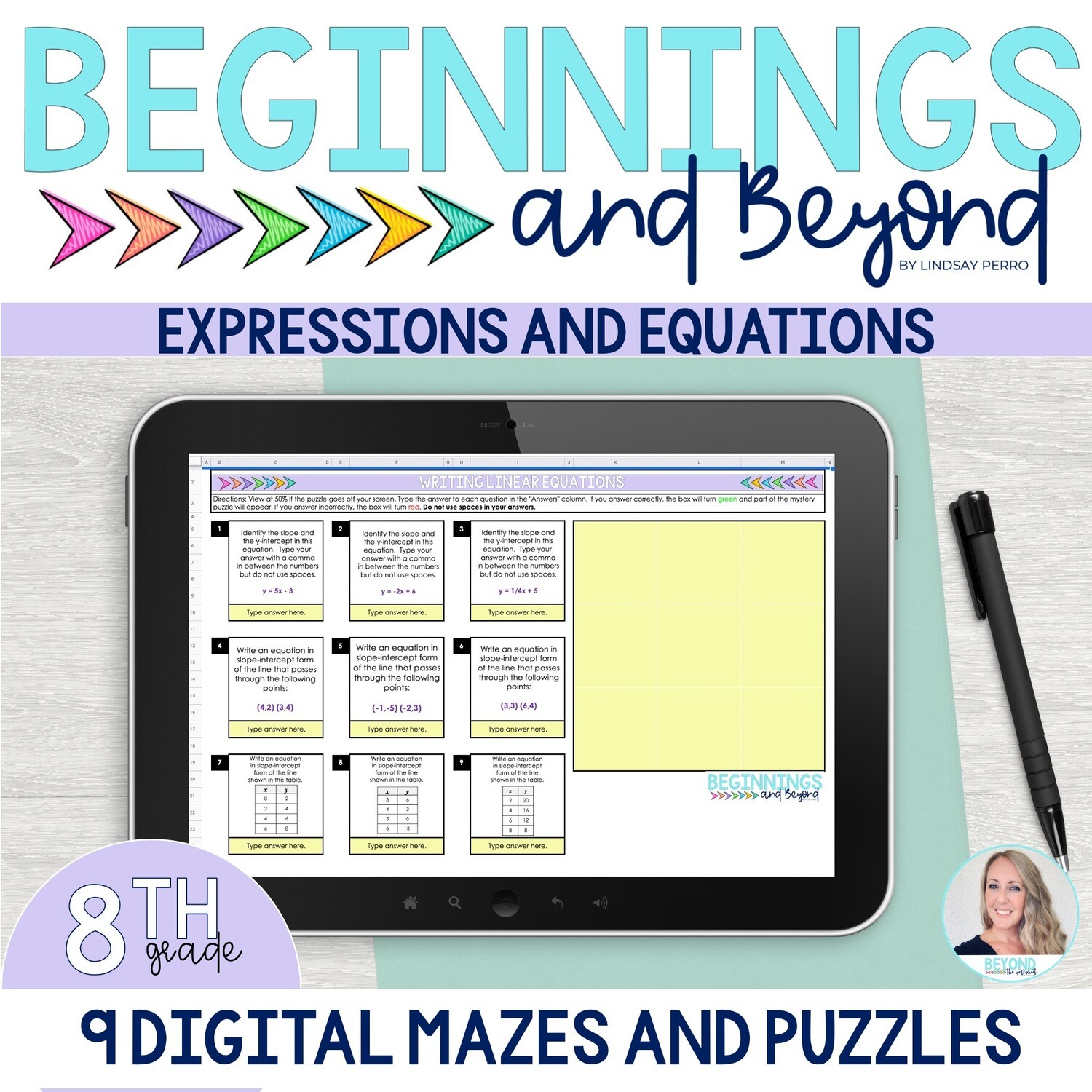 8th Grade Equations and Expressions Digital Maze and Puzzle Bundle