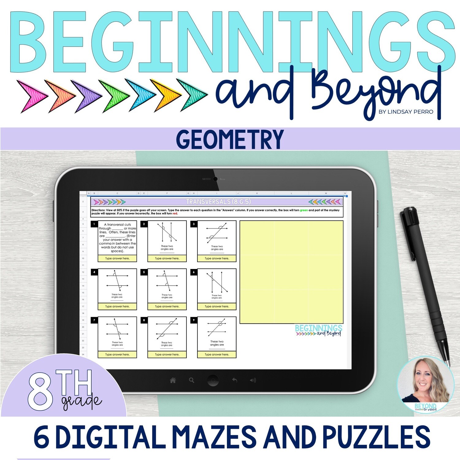 8th Grade Geometry Digital Maze and Puzzle Bundle