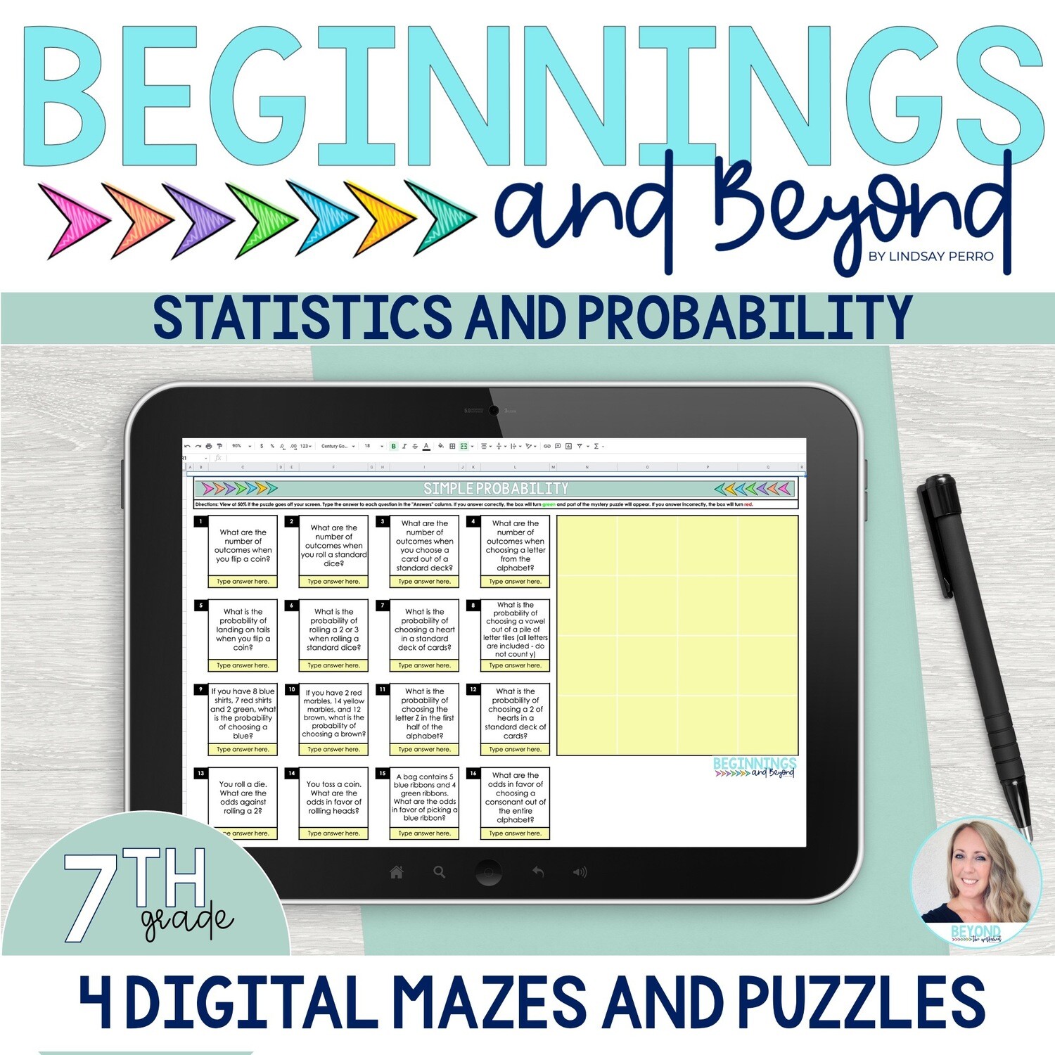7th Grade Statistics and Probability Digital Maze and Puzzle Bundle