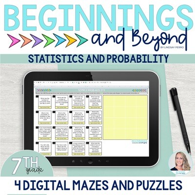 7th Grade Statistics and Probability Digital Maze and Puzzle Bundle