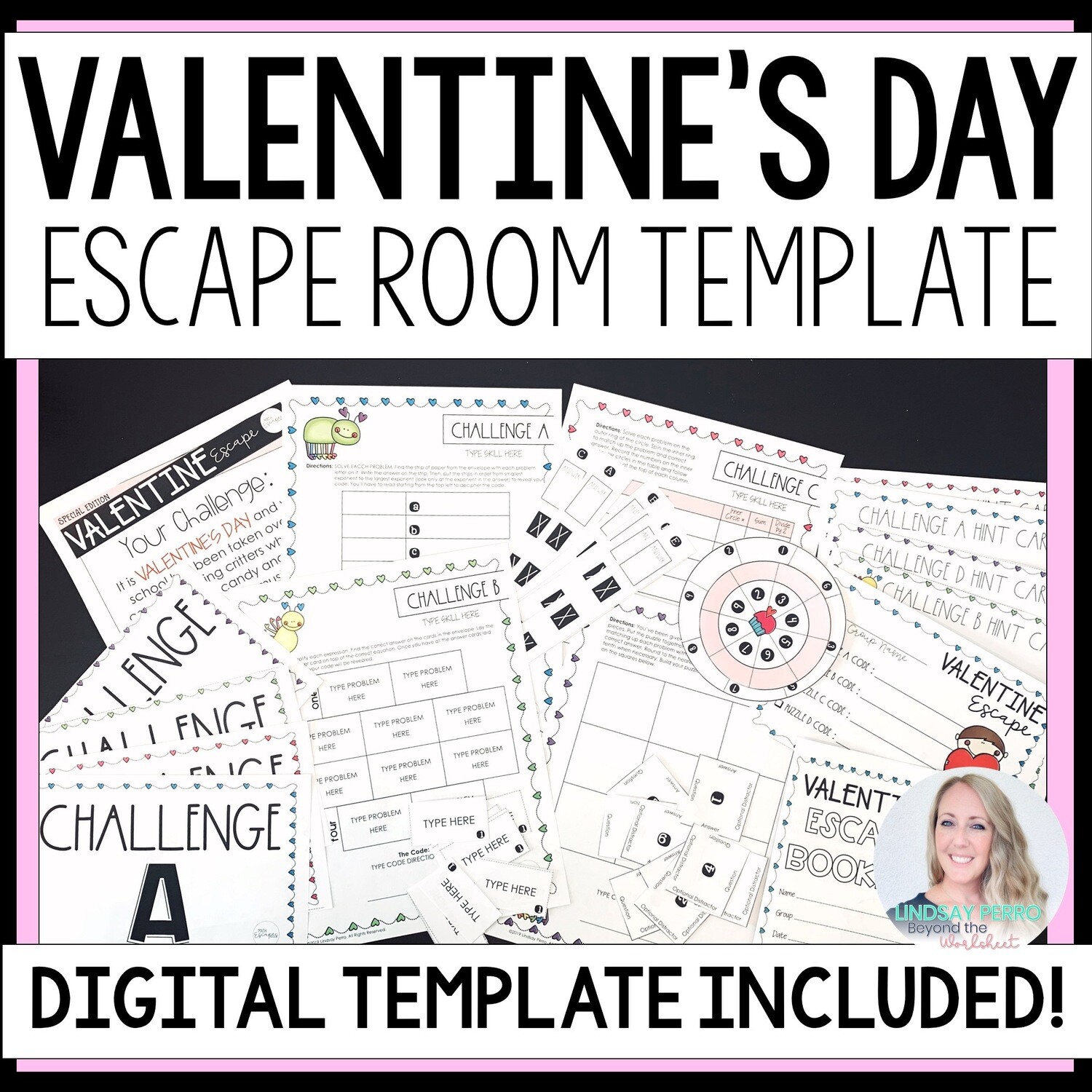 Valentine's Day Escape Room Activity TEMPLATE