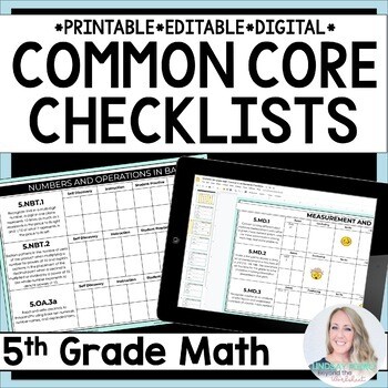 5th Grade Math Common Core Standards Checklists