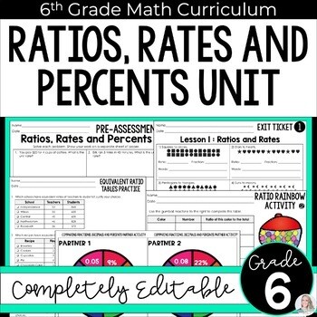 Ratios, Rates, Proportions and Percents Unit (6th Grade)