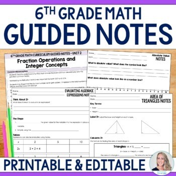 6th Grade Math Guided Notes