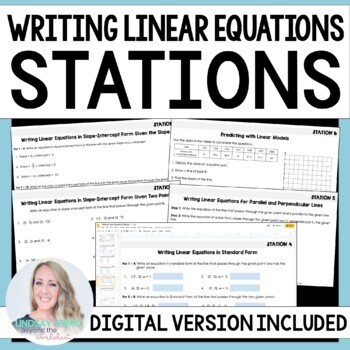 Writing Linear Equations: Middle School Math Stations