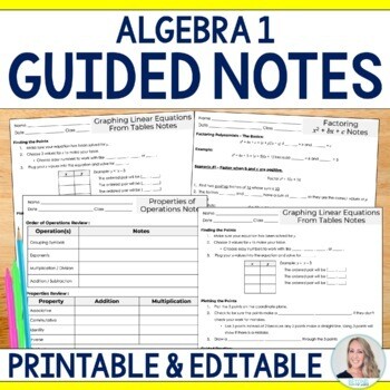 Algebra 1 Guided Notes