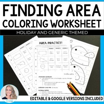 Area Christmas Math Activity | Coloring Worksheet