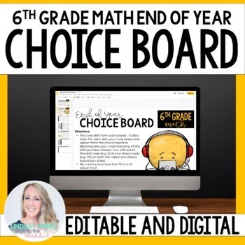 End of Year 6th Grade Math Choice Board - Digital
