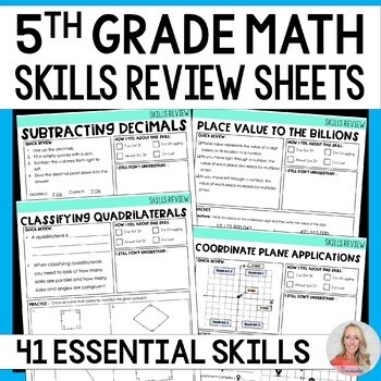 5th Grade Math Skills Review Sheets