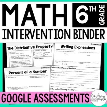 6th Grade Math Intervention Google Assessments