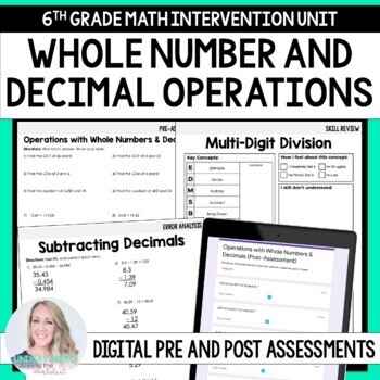 Operations With Whole Numbers and Decimals Intervention Unit for 6th Grade