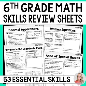 6th Grade Math Skills Review Sheets