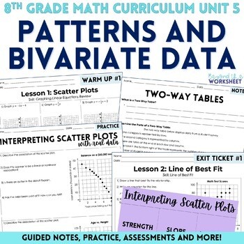Patterns and Bivariate Data Unit for 8th Grade Math
