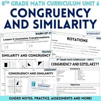 Congruency and Similarity Unit for 8th Grade Math