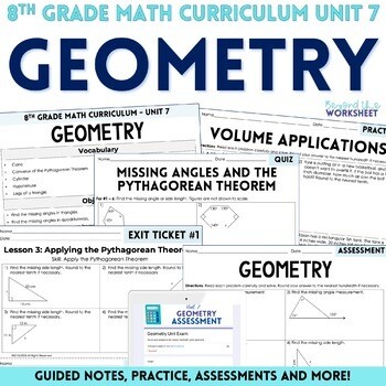 Geometry Unit for 8th Grade Math