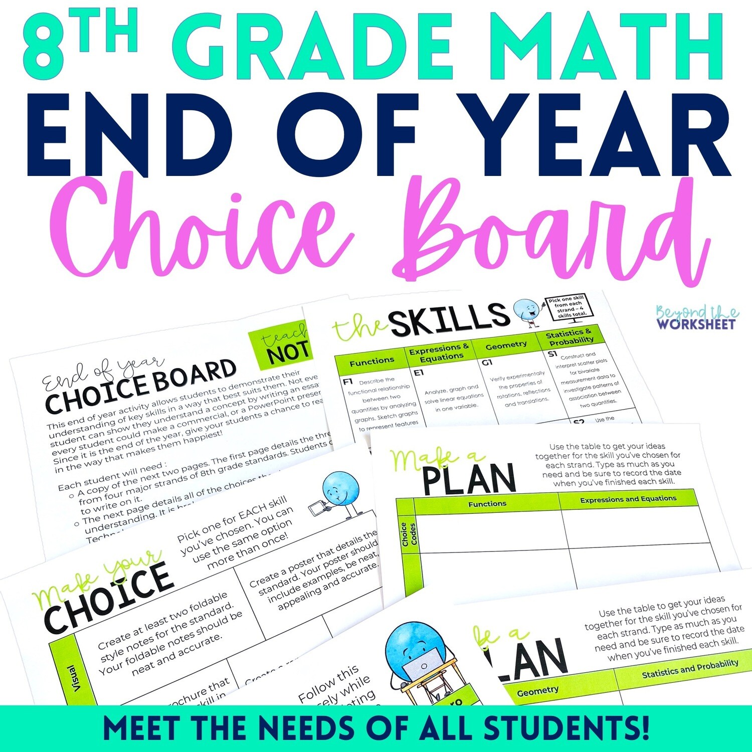 End of Year 8th Grade Math Choice Board