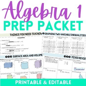 Algebra 1 Summer Prep Packet