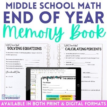 End of Year Activity: Middle School Math