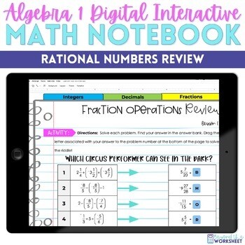 Rational Number Operations Digital Interactive Notebook for Algebra 1