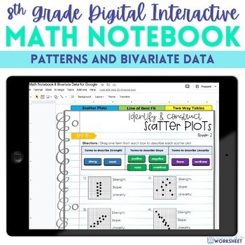 Patterns and Bivariate Data Digital Interactive Notebook for 8th Grade