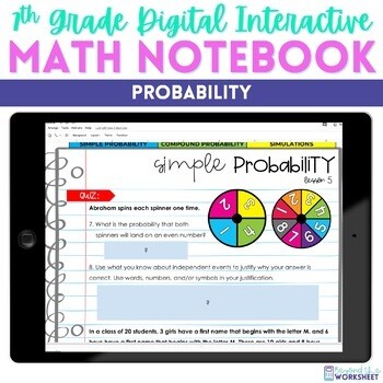 Probability Digital Interactive Notebook - 7th Grade