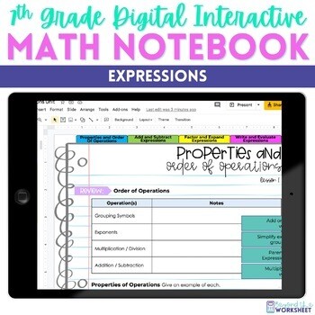 Expressions Digital Interactive Notebook - 7th Grade