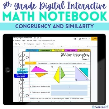 Congruency and Similarity Digital Interactive Notebook for 8th Grade