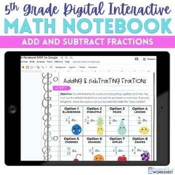 5th Grade - Adding and Subtracting Fractions Digital Interactive Notebook