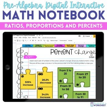 Ratios & Proportional Relationships Digital Interactive Notebook for Pre-Algebra
