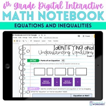 6th Grade Equations and Inequalities Digital Interactive Notebook