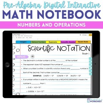 Numbers and Operations Digital Interactive Notebook for Pre-Algebra