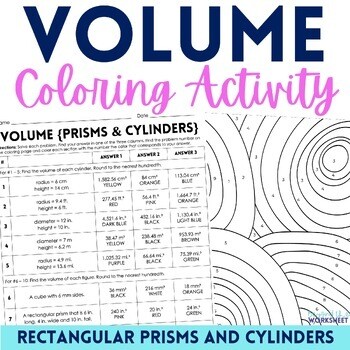 Volume of Cylinders and Rectangular Prisms Coloring Activity:7.G.6