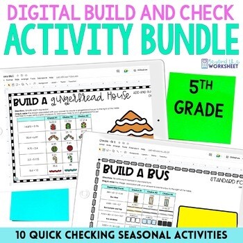5th Grade Seasonal Build and Check Activity Bundle