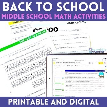 Back To School Math Activities for Middle School (Digital Included)