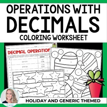 Decimal Operations Christmas Math Activity | Coloring Page