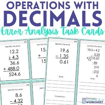 Decimal Operations Error Analysis Task Cards