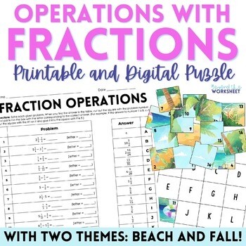 Fraction Operations Puzzle (Digital Included)