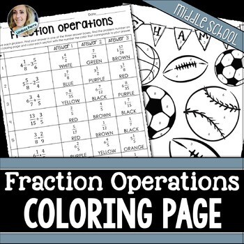 Fraction Operations Coloring Worksheet